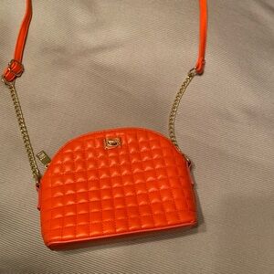 bebe Vibrant Orange Quilted Crossbody Bag